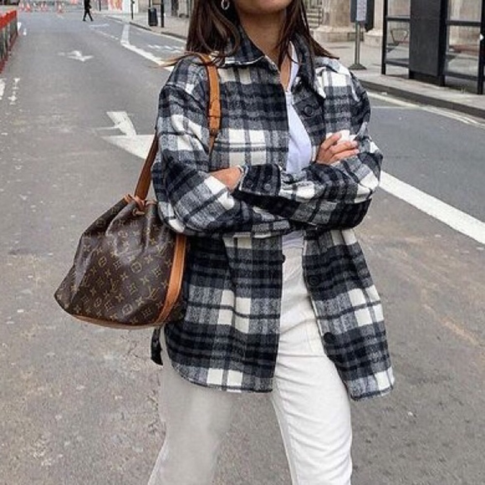 H&M Plaid Shirt Jacket